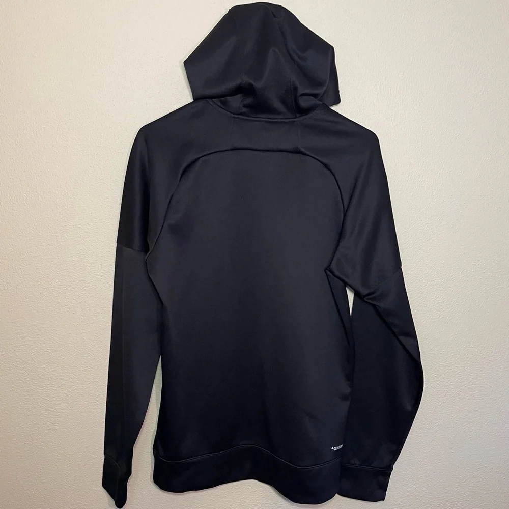 Adidas Black Hoodie With Large White Logo Pullover Sweatshirt Raglan Sleeves